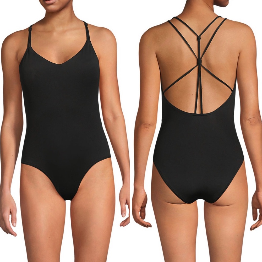 Lands' End Women's Tugless QuickDry Strappy Back High Leg One Piece